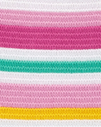 Baby 2-Piece Striped Crochet Sweater Tank  & Eyelet Trim Denim Shorts Set, 