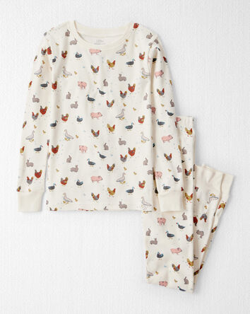 Kid Organic Cotton Pajamas in Farm Friends Print, 