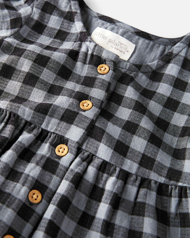 Baby Organic Cotton Plaid Button-Front Dress, image 5 of 6 slides