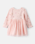 Baby Girl Heart Print Long-Sleeve Dress - Pink, image 2 of 5 slides