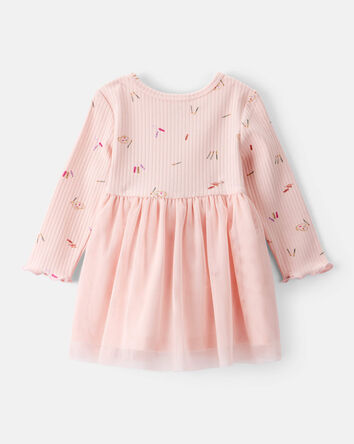 Baby Girl Heart Print Long-Sleeve Dress - Pink, 