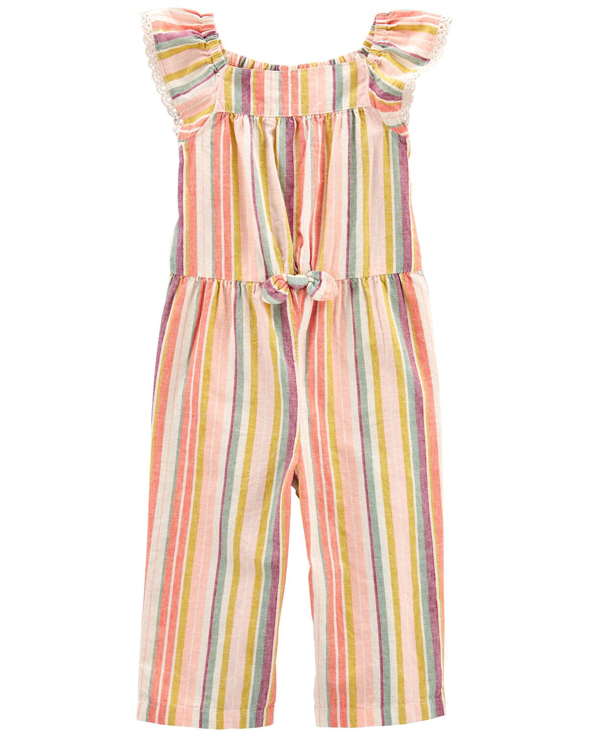 Multi Toddler Striped CutOut Linen Jumpsuit