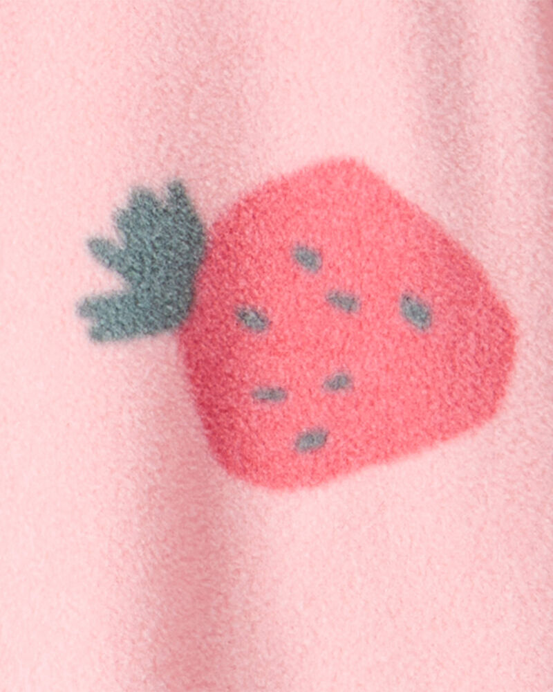 Toddler 1-Piece Strawberry Fleece Footie Pajamas - Pink, image 2 of 3 slides