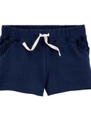 Navy - Ruffle Pull-On French Terry Shorts