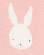 Toddler Girl Bunny Print Easter Snug Fit Cotton 2-Piece Pajamas - Pink, image 2 of 3 slides