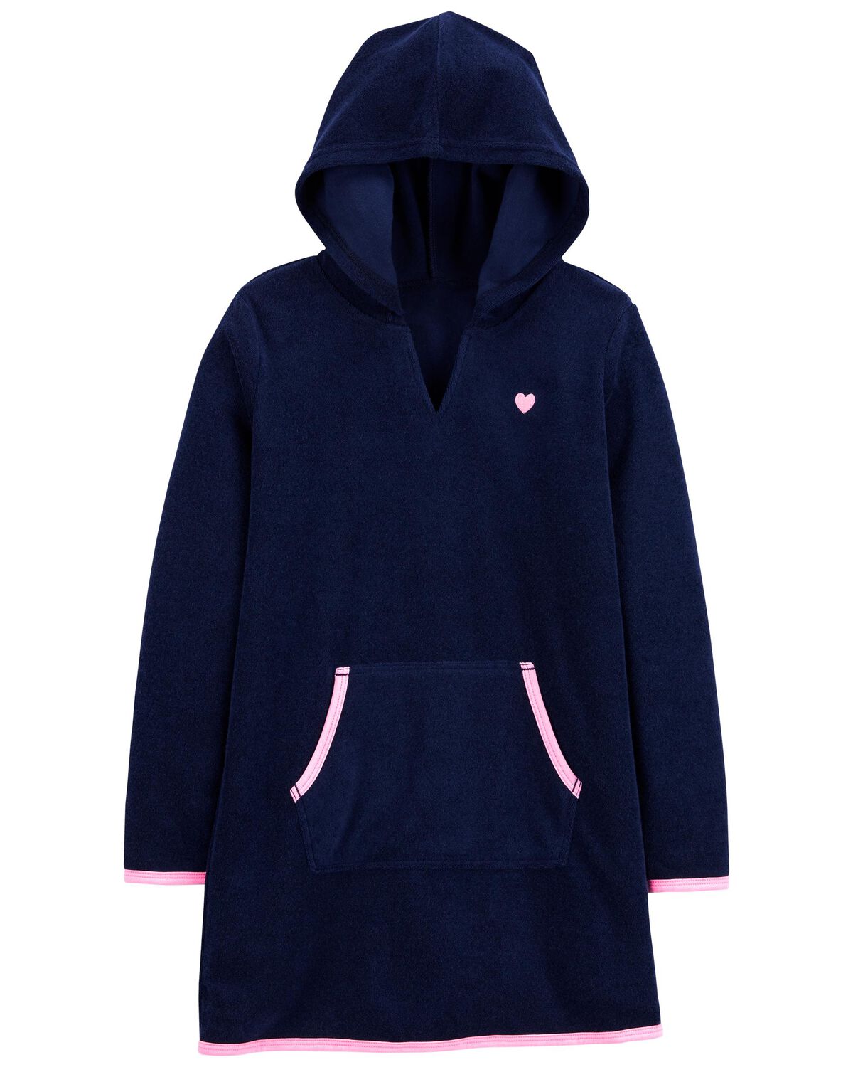 Navy, Neon Pink Kid Hooded Terry CoverUp