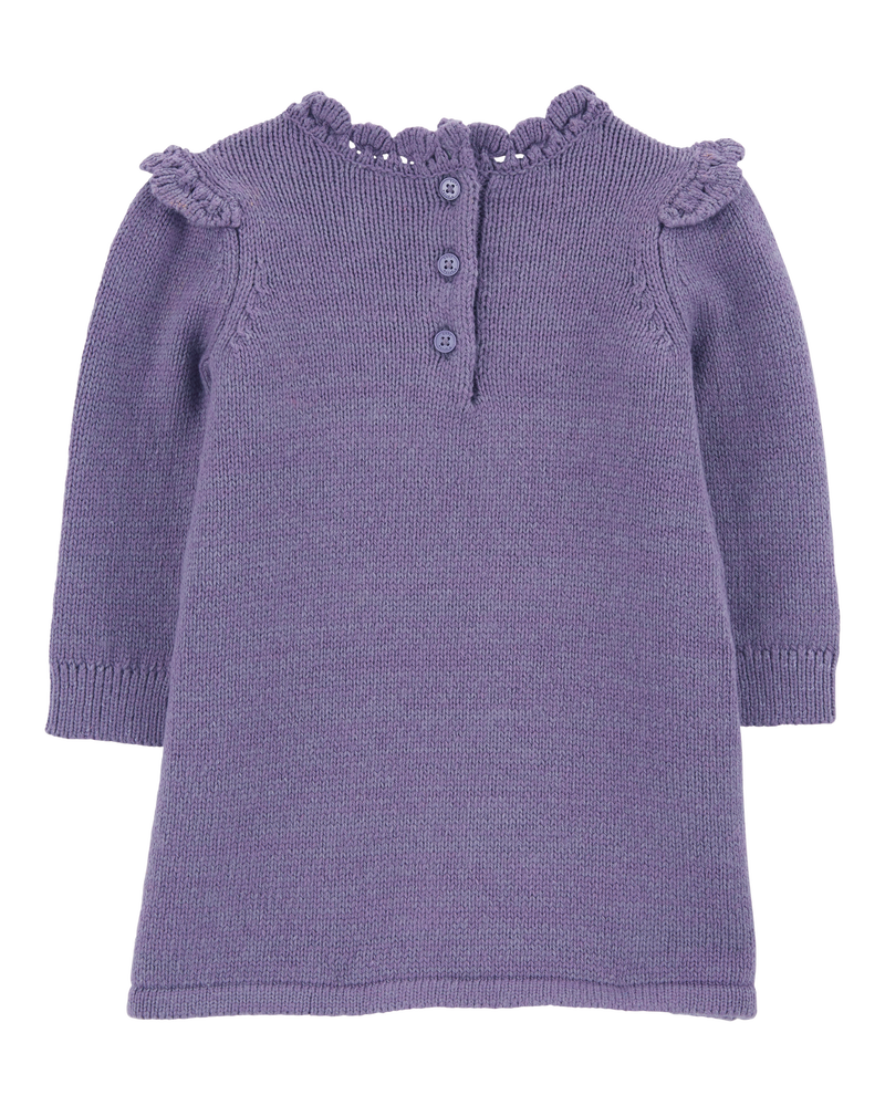 Baby Long-Sleeve Sweater Knit Dress - Purple, image 2 of 4 slides