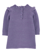Baby Long-Sleeve Sweater Knit Dress - Purple, image 2 of 4 slides