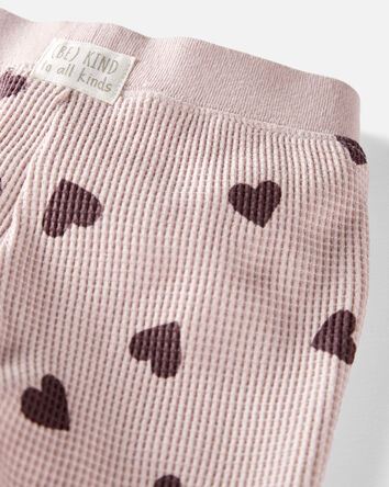 Waffle Knit Set Made with Organic Cotton in Heart Print
, 