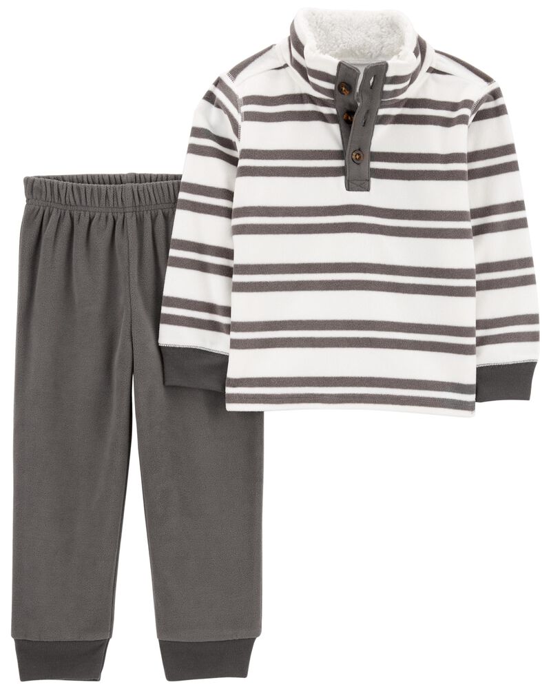 Baby 2-Piece Striped Fleece Pullover & Pant Set, image 1 of 3 slides