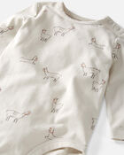 Baby 2-Pack Organic Cotton Rib Bodysuits in Neutral Llama and Stripes, image 2 of 5 slides