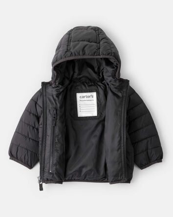 Baby Hooded Puffer Jacket - Black, 