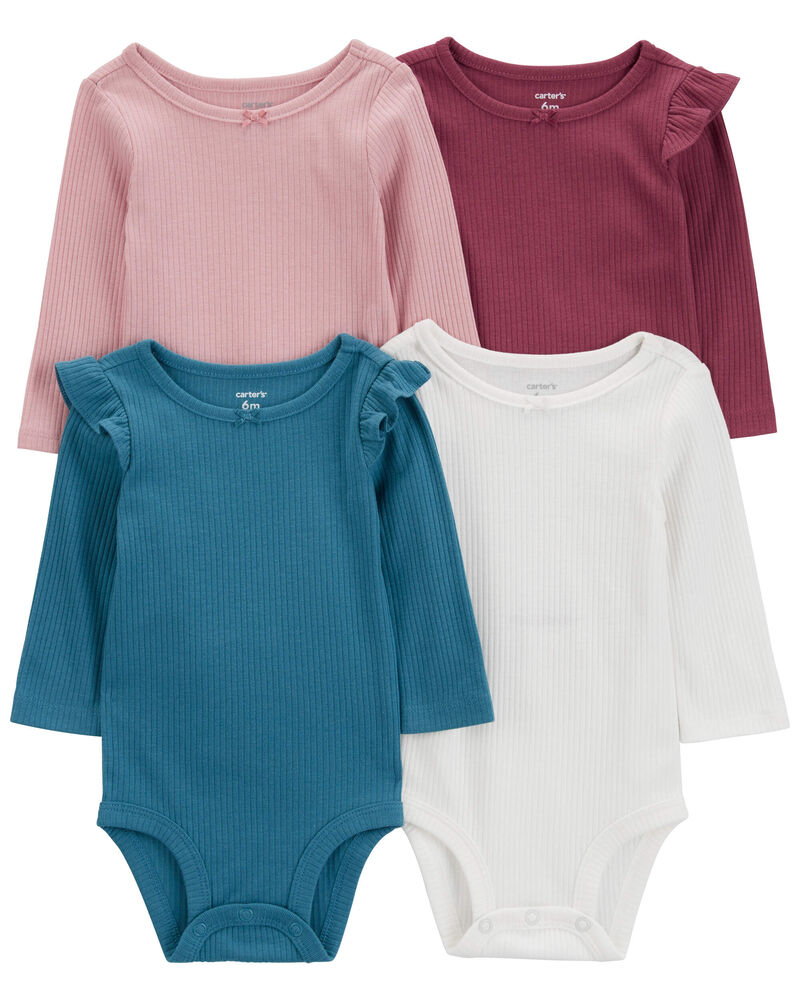 Baby 4-Pack Long-Sleeve Bodysuits, image 1 of 7 slides