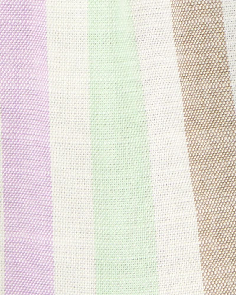 Toddler Striped Short-Sleeve Linen Look-Alike Fashion Top, image 2 of 3 slides