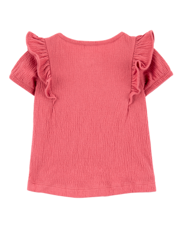 Baby Girl 3-Piece Gauze Button-Front Outfit Set- Red, 