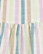 Baby Striped Linen Look-Alike Tiered Dress, image 4 of 5 slides