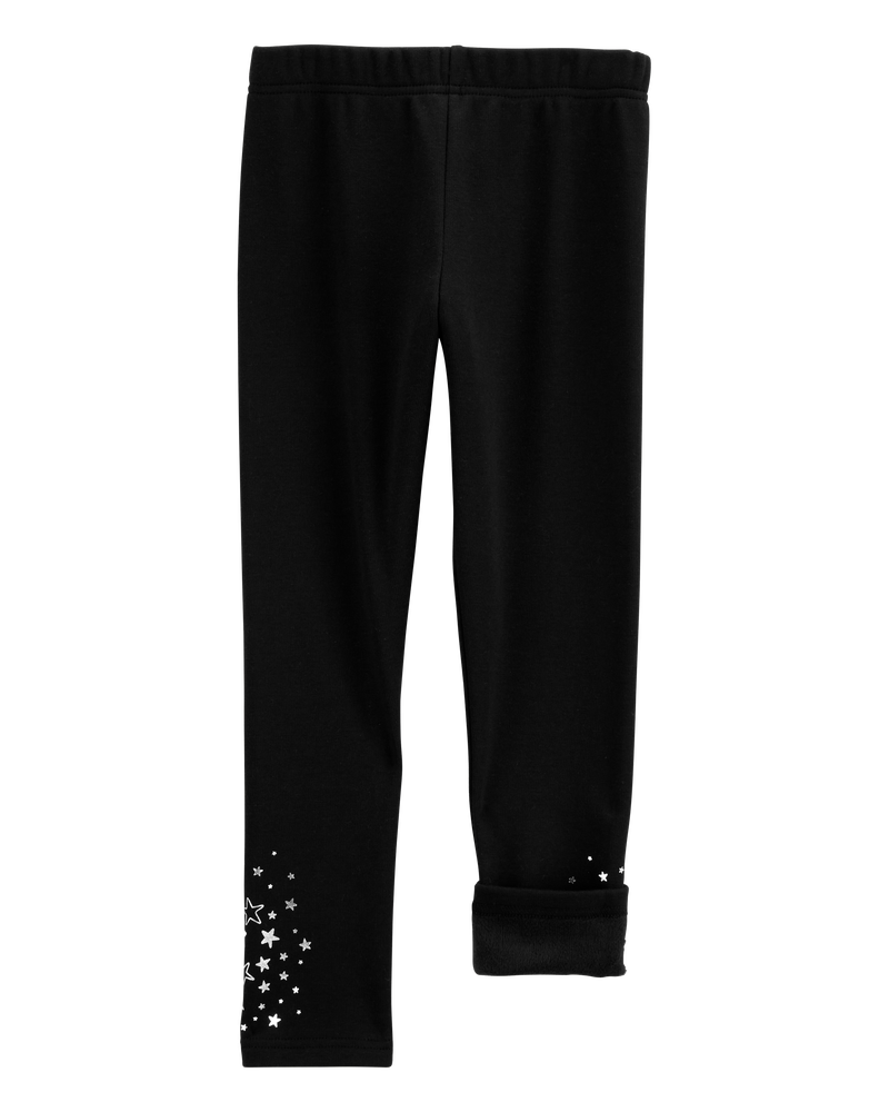 Kid Glitter Star Cozy Fleece Leggings, image 5 of 6 slides