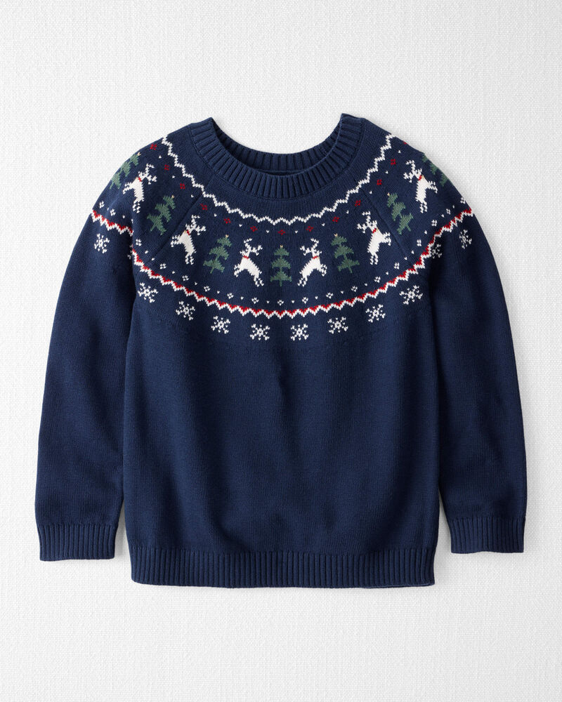 Kid Fair Isle Organic Cotton Sweater, image 1 of 5 slides