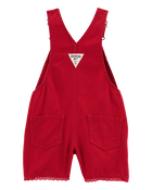 Toddler Twill Eyelet Shortalls - Red, image 2 of 4 slides