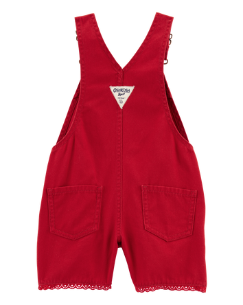 Toddler Twill Eyelet Shortalls - Red, 