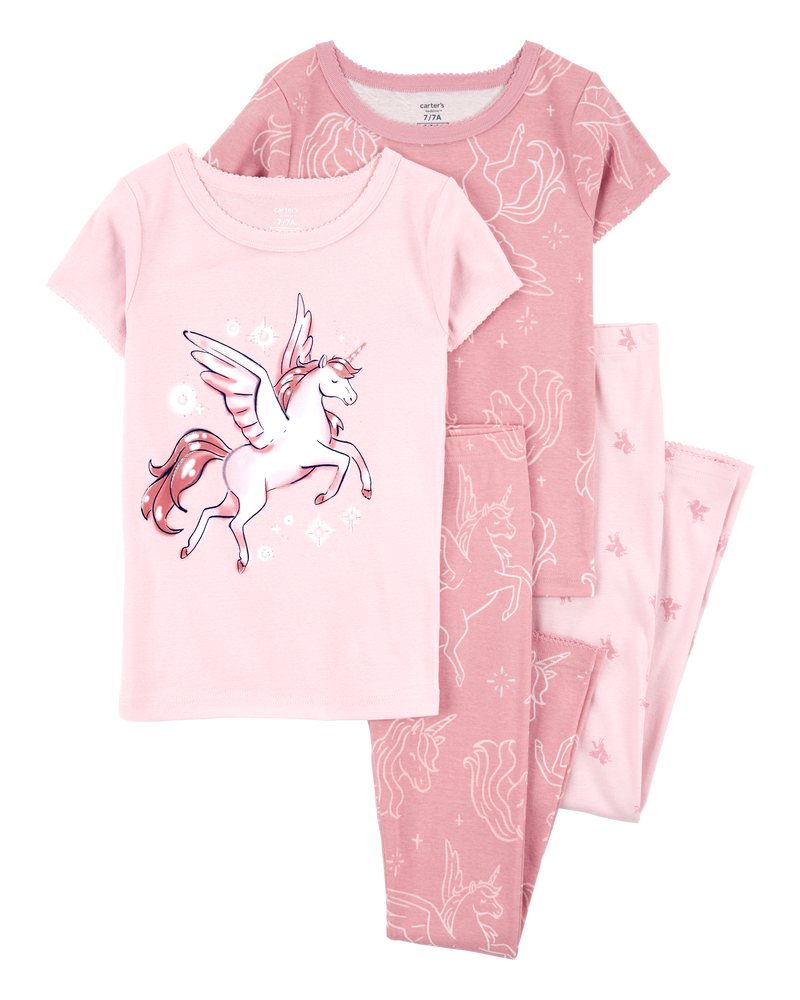 Kid 4-Piece Unicorn Cotton Pajamas, image 1 of 4 slides