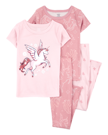 Kid 4-Piece Unicorn Cotton Pajamas, 