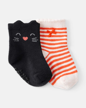 Baby 2-Pack Halloween Socks - Black/Orange, 
