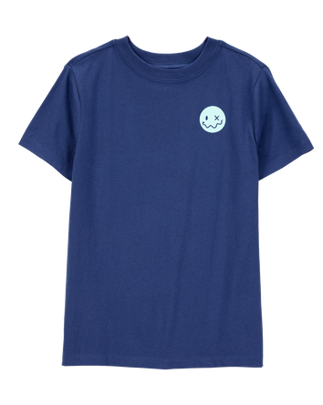 Kid Smiley Face Graphic Tee - Navy, 