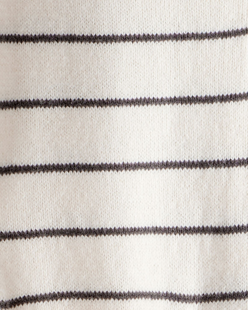 Baby Boy Striped Cotton Long-Sleeve Jumpsuit - White, image 3 of 4 slides