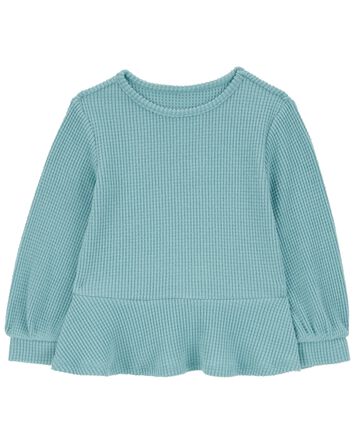 Baby Waffle Knit Thermal Peplum Top, 