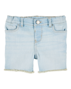 Toddler Frayed Hem Iconic Denim Short - Splash Wash, image 1 of 6 slides