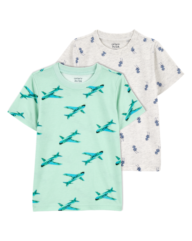 Baby 2-Pack Race Cars & Airplanes Print Short-Sleeve Tees, image 1 of 5 slides