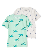 Baby 2-Pack Race Cars & Airplanes Print Short-Sleeve Tees, image 1 of 5 slides