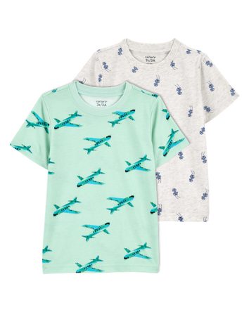 Baby 2-Pack Race Cars & Airplanes Print Short-Sleeve Tees, 