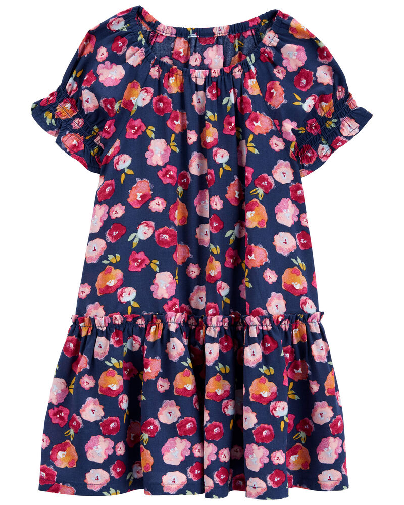 Toddler Floral Drop Waist Dress, image 1 of 4 slides