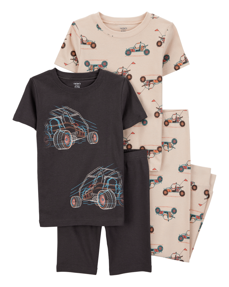 Kid 4-Piece Race Car 100% Snug Fit Cotton Pajamas, image 1 of 4 slides