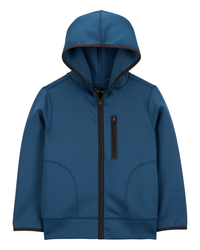 Kid Stretch Tech Zip-Up Hooded Jacket - Blue, image 1 of 3 slides
