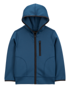 Kid Stretch Tech Zip-Up Hooded Jacket - Blue, image 1 of 3 slides