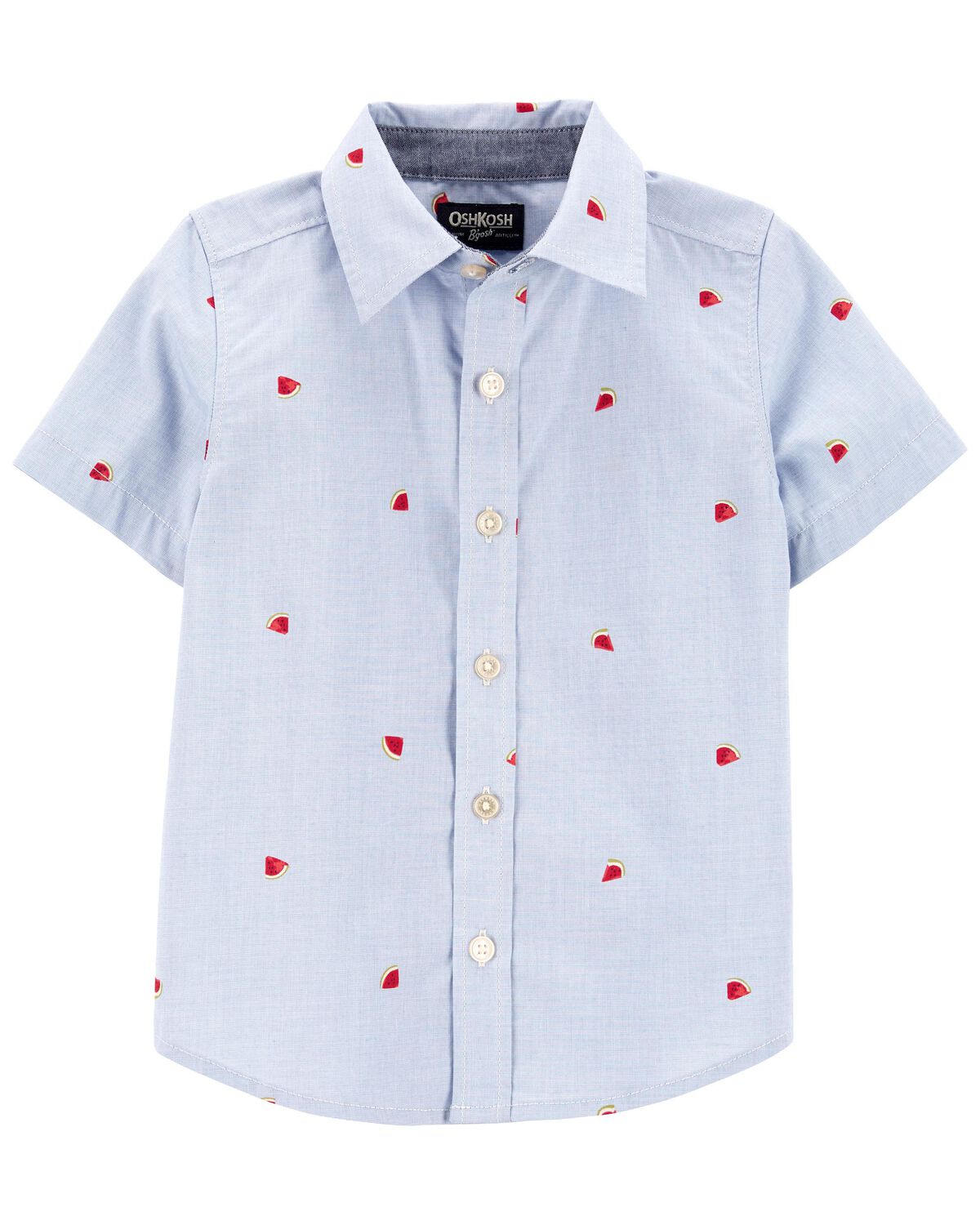 Blue Toddler Watermelon Print ButtonFront Shirt