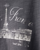 Girls Paris Cotton Short-Sleeve Graphic Tee - Grey, image 2 of 4 slides