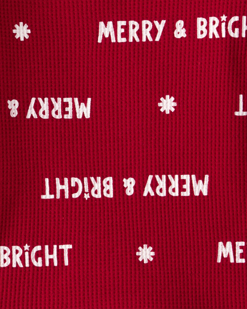 Baby Merry & Bright Christmas Print Cotton Long-Sleeve 2-Piece Pajamas - Red, image 2 of 3 slides
