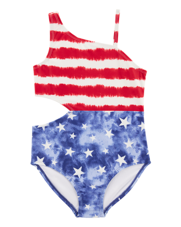 Girls 1-Piece Cut-Out Fourth of July Swimsuit, 