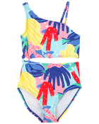 Kid 1-Piece Cut-Out Coral Swimsuit, image 1 of 4 slides