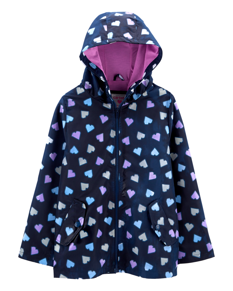 Kid Heart Color-Changing Rain Jacket, image 3 of 6 slides