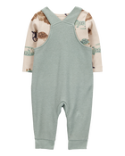 Baby 2-Piece Long-Sleeve Tee & Waffle Knit Coverall Set - Green, image 2 of 6 slides