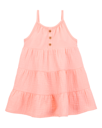Baby Textured Gauze Button-Front Dress - Pink, 