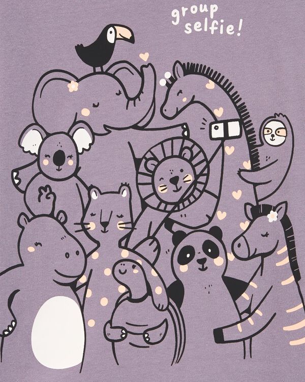 Purple Kid Zoo Animals Graphic Tee