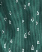 Baby Waffle Knit Pajamas Set Made with Organic Cotton in Evergreen Trees, image 3 of 4 slides