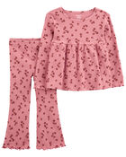Toddler 2-Piece Floral Top & Flare Legging Set, image 1 of 3 slides