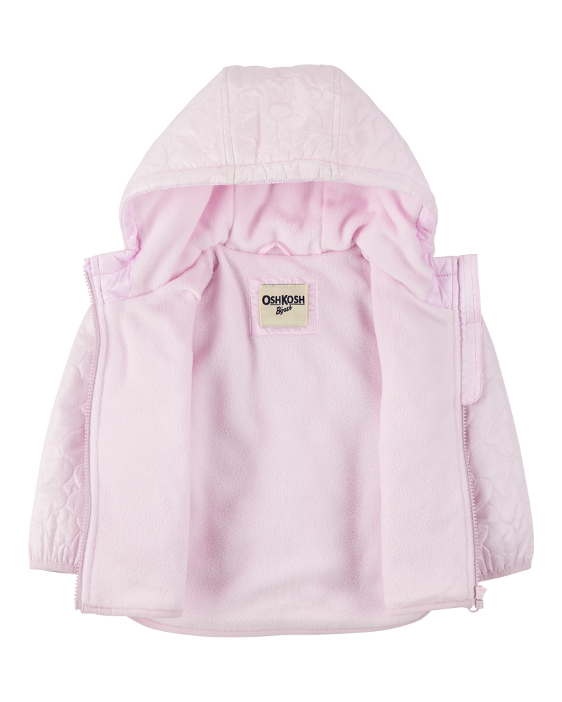 Toddler Floral Quilted Midweight Jacket - Pink, image 2 of 3 slides